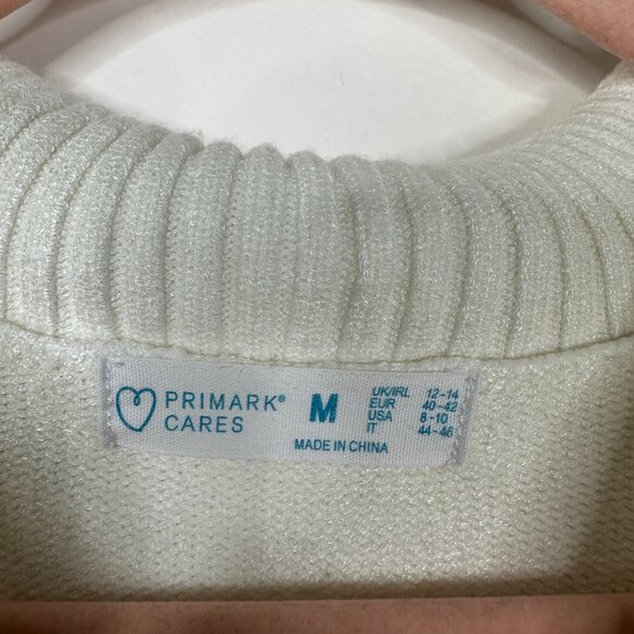 2/$30 Primark Striped Henley Funnel Neck Sweater Dress Medium White #A0362 TRB2 - Picture 4 of 6